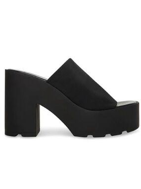 Steve Madden Sami Black Platform Sandals Sz 38 Chunky Heel